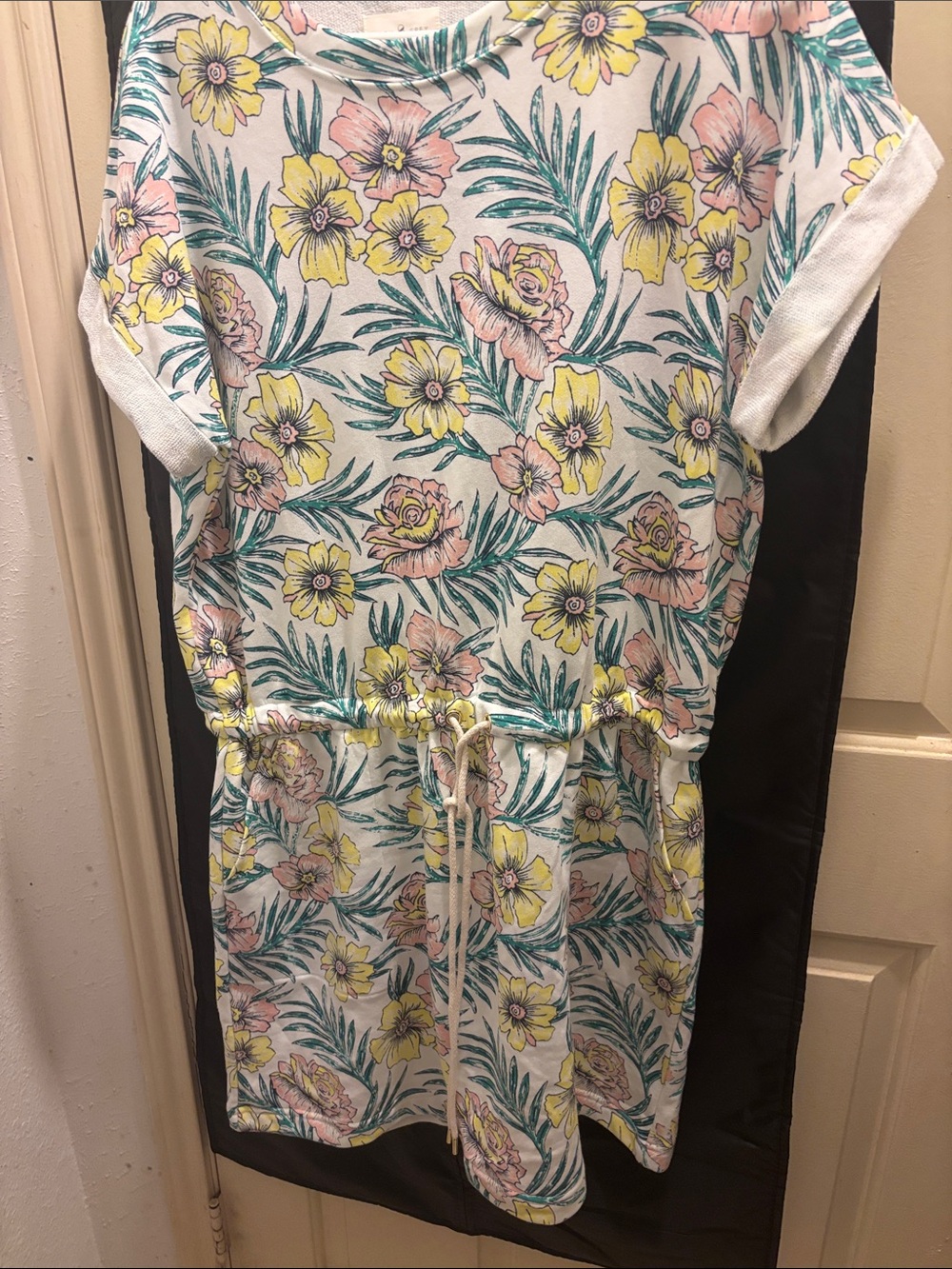 LOFT White Mini Dress with Yellow, Pink & Teal Floral Print